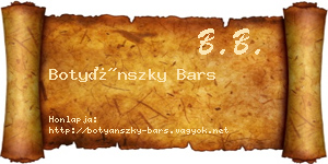 Botyánszky Bars névjegykártya